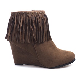 Botas de camurça em cunha Boho 6257-15 Khaki multicolorido verde