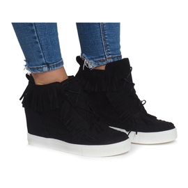 Tênis Cunha Com Franjas Boho AT-0613-1 Preto