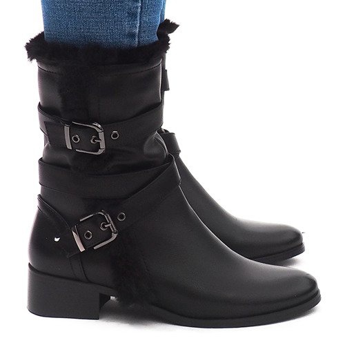 Botas Quentes Com Fivela Preta 3140 preto