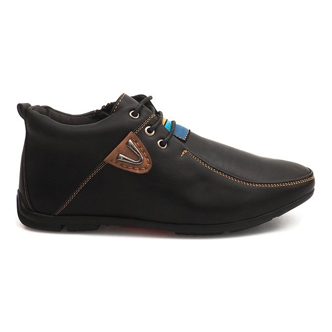 Botas de cano alto amarradas WF622-3 pretas preto