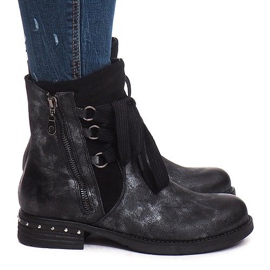 Botas gastas e quentes S113 pretas preto