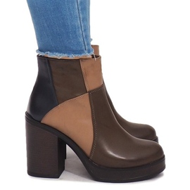 Botas de salto com elástico YBS280 Khaki multicolorido verde