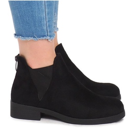 Botas de camurça com faixa elástica 8203Y preta preto