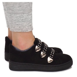 Tênis com velcro com lantejoulas AB-3 preto