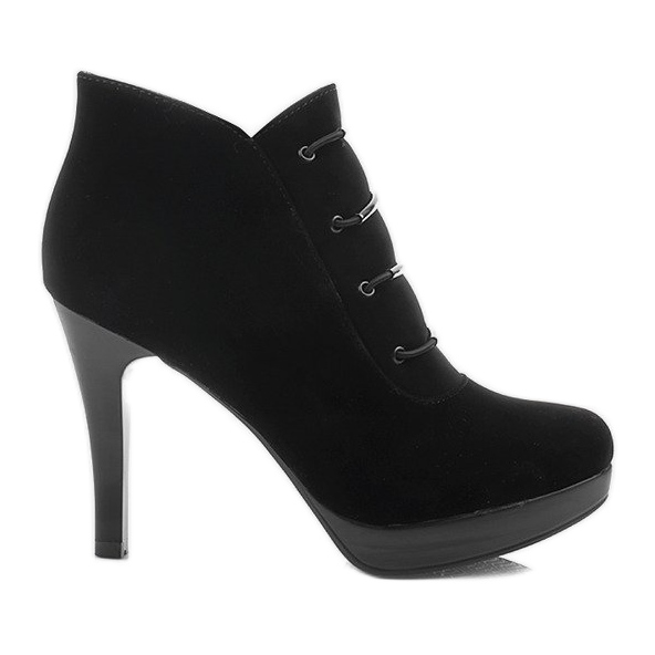 Botas com salto alto J0082-1 ​​Zíper preto