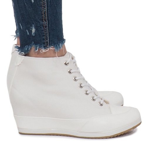 Material Capucino para tênis de cunha branca branco