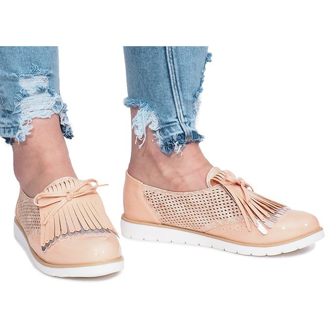 Mocassins rosa perfurados com franjas Pamole Mocassins rosa perfurados com franjas Pamole