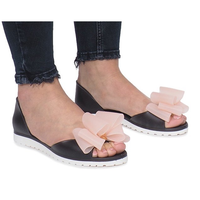 Sandálias pretas Meliski Flower City preto