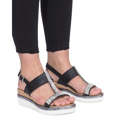 Sandálias pretas de cunha Sixth Sens preto