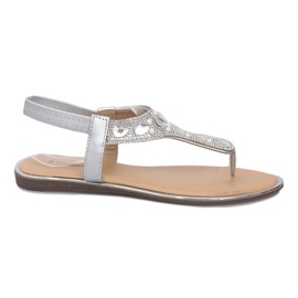 Sandálias de prata com diamantes Larissa cinza