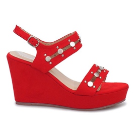 Sandálias de cunha vermelha Desista vermelho