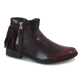 Botas de couro cor de vinho A2643-45 vermelho