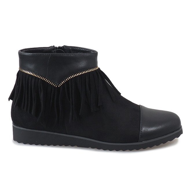 Botas pretas com franjas de boho TL-19 preto