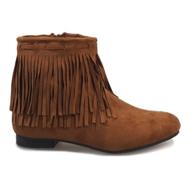 Botas de camelo com franjas boho LM-656 castanho