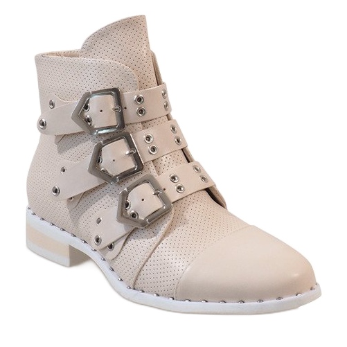 Botas bege com fivelas 7161-PA