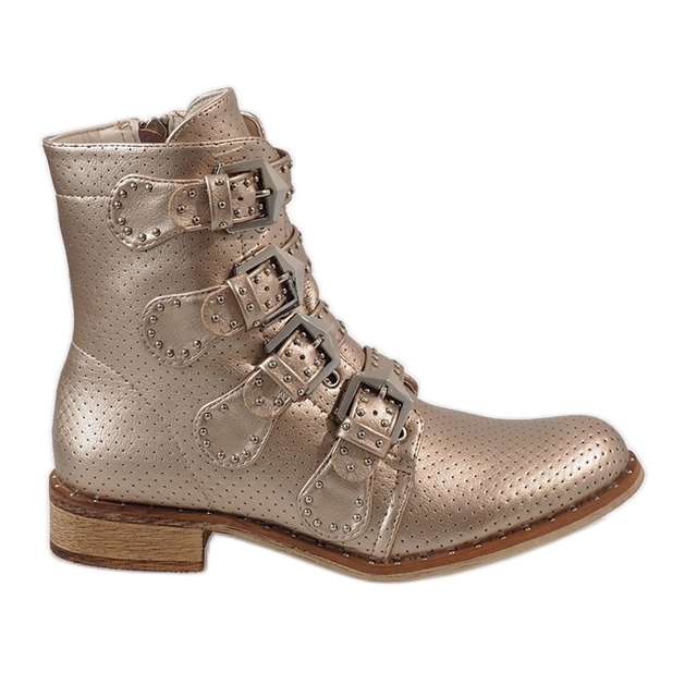 Botas douradas com fivelas CLS-57 dourado