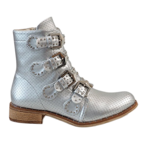 Botas prateadas com fivelas CLS-57 cinza