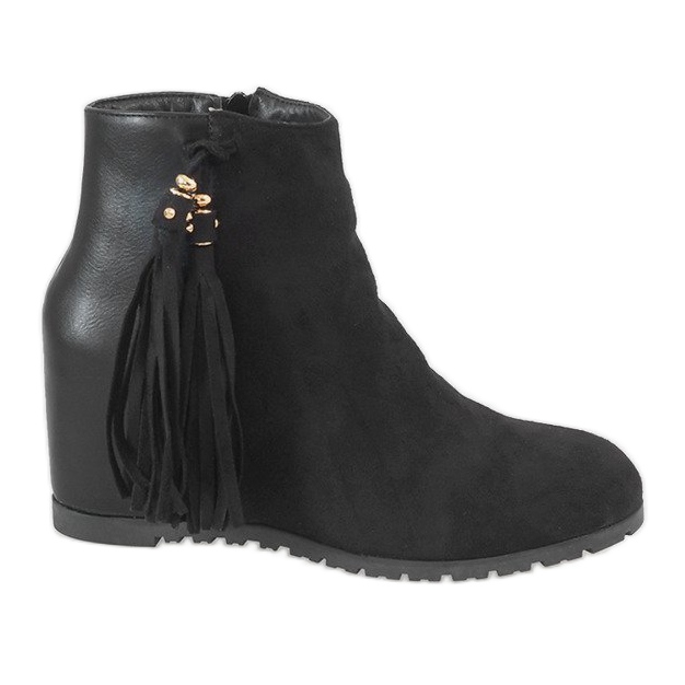 Botins de camurça preta boho JKD-39 preto Botins de camurça preta boho JKD-39 preto