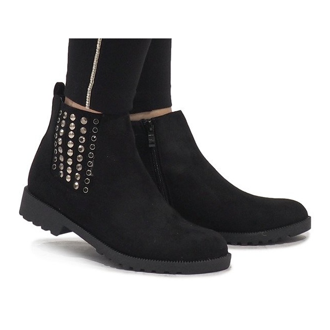 Queen Vivi Botas Jodhpur de camurça preta 108-107 preto