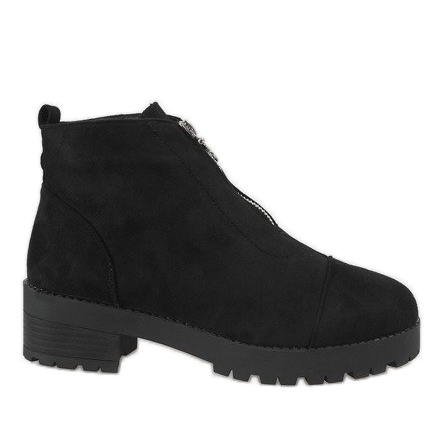 Kayla Shoes Botas pretas de salto alto com zíper 2017-3 preto