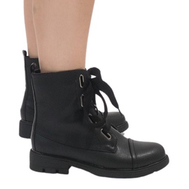 Kayla Shoes Botas pretas com cordões S161 preto