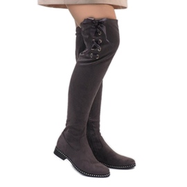 Foreverfolie Botas de couro de camurça cinza H308