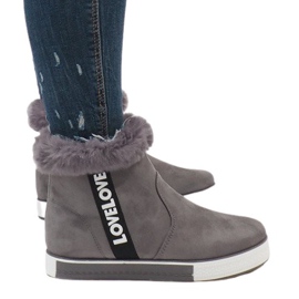 Botas de camurça cinza com forro de pele NB252P-2