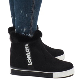 Botas de camurça pretas com forro de pele NB252P-1 preto