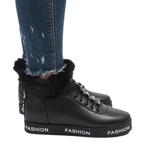 Botas pretas GF-ZM106 forradas de pele preto