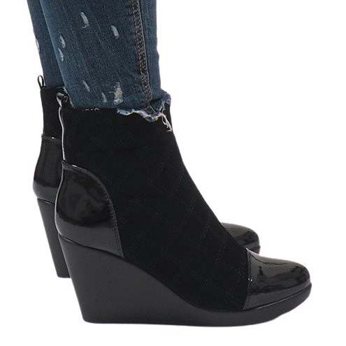 Botas elegantes em cunha 1455 pretas preto