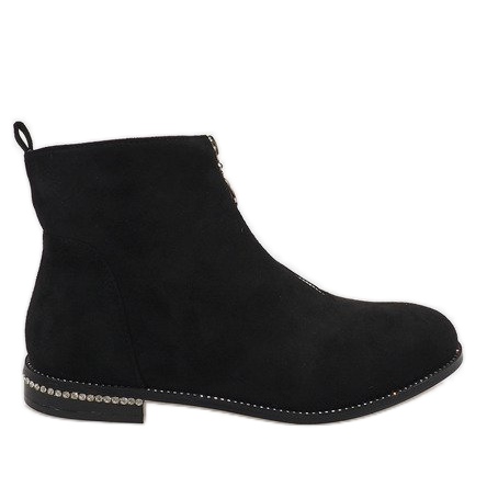 Botins de camurça preta com zíper LL6300 preto
