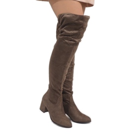 Marrom Botas de taupe no post quente 1704-8