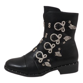 Botas pretas com fivelas 7163-PA preto Botas pretas com fivelas 7163-PA preto