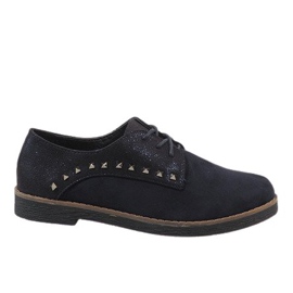 Sapatos pretos com cordões com tachas LX155