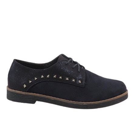 Sapatos pretos com cordões com tachas LX155