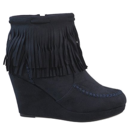 Botas boho cunha de camurça azul marinho LM-653 Botas boho cunha de camurça azul marinho LM-653