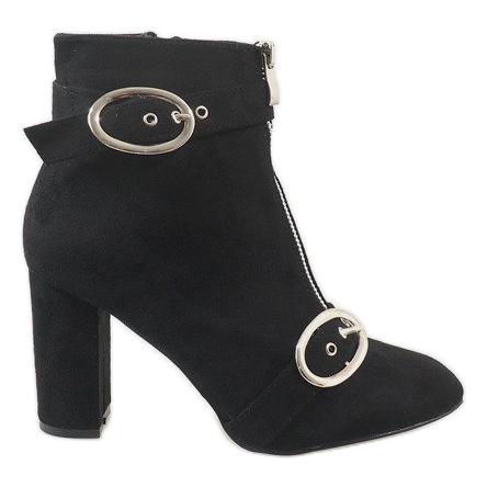 Botins de camurça preta no poste F818 preto