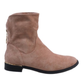 Botas de camurça rosa com zíper J905 Botas de camurça rosa com zíper J905