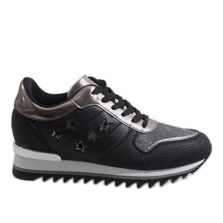 Tênis de cunha preta G-127 preto