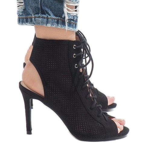 Botas pretas abertas de salto 1610-22 preto