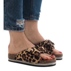 Chinelos leopardo com laço N-33 castanho