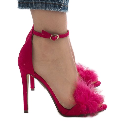 Sandálias de salto alto em camurça rosa NF-19P