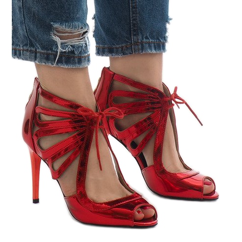 Botas de couro vermelho abertas C-003