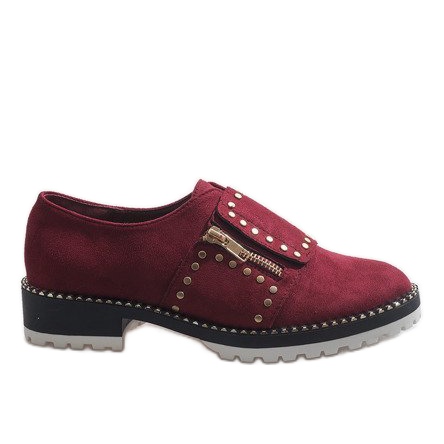 Sapatos deslizantes marrom com tachas U-6249 vermelho