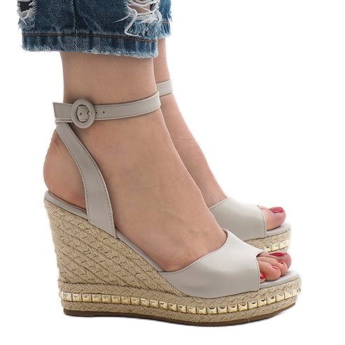 Sandálias cinza cunha 2084-5