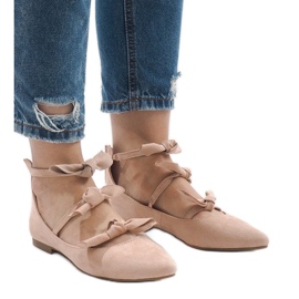 Bailarinas rosa com cordões e laços G-47