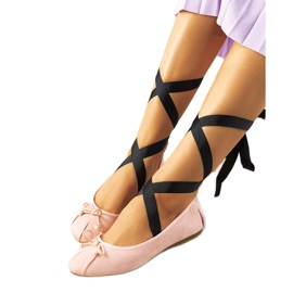 Bailarinas rosa com cordões e laços B-62 Bailarinas rosa com cordões e laços B-62