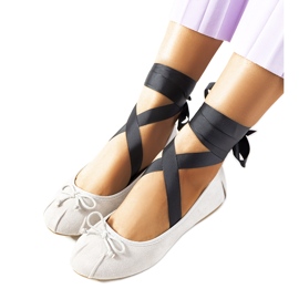 Bailarinas cinza com cordões e arcos B-62 Bailarinas cinza com cordões e arcos B-62