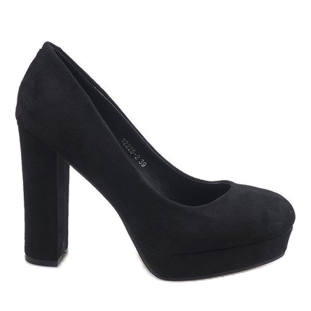 Bombas de camurça preta no pilar 12225-2 preto