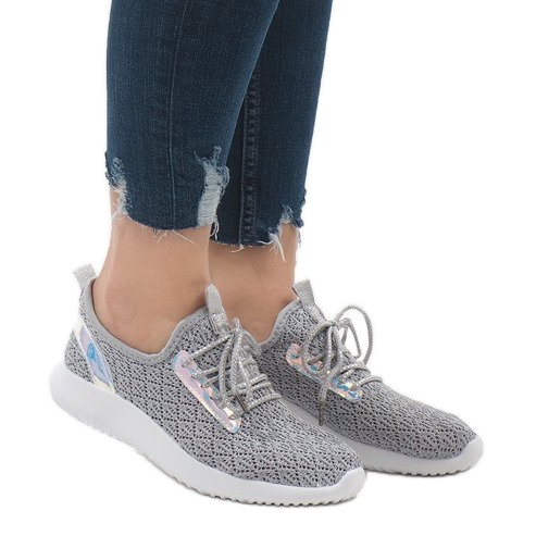 Calçados esportivos de malha cinza G8347-1
